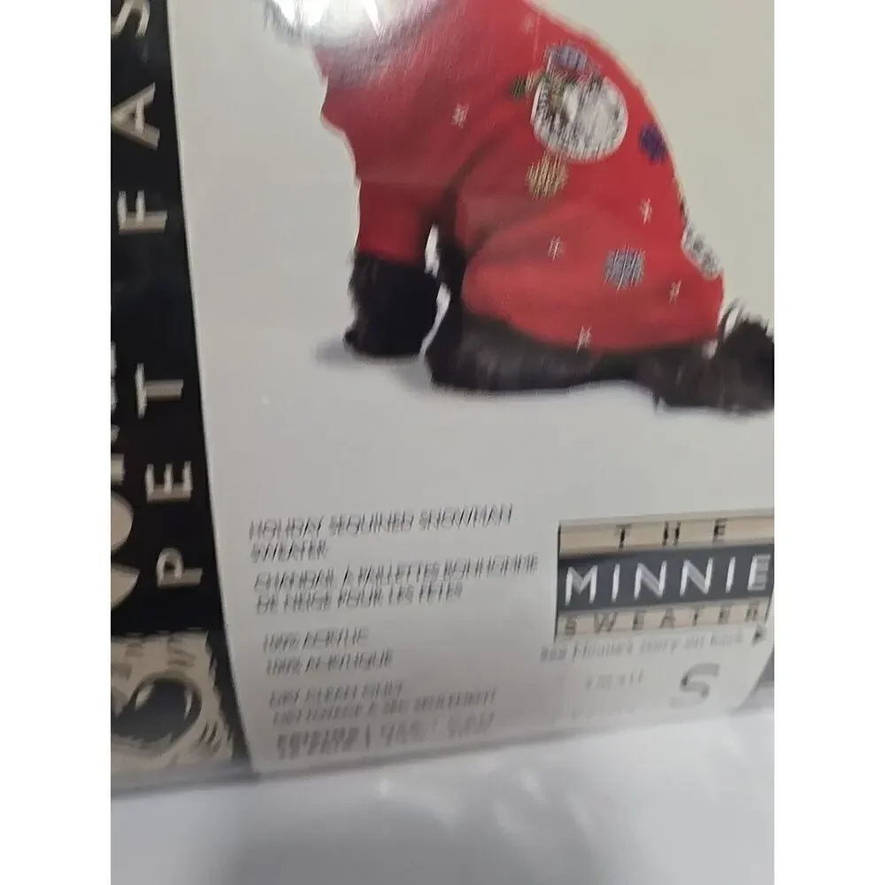 NEW Pet Costume, Chritsmas Sweater Holiday Sequined Snowman SIZE Small Red